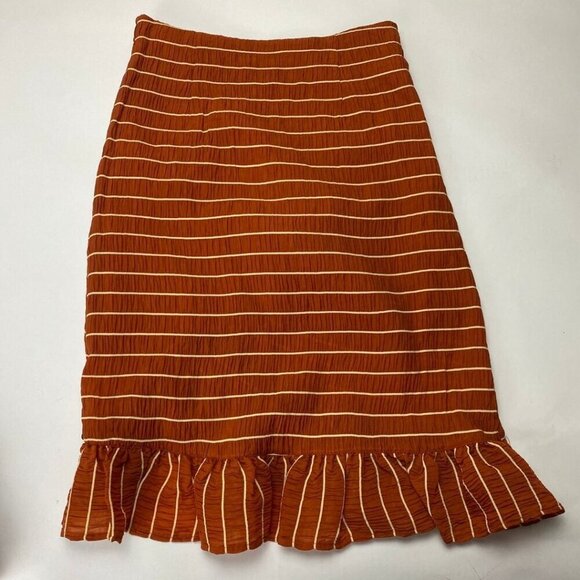 SCOTCH & SODA Orange Pin Striped Puff Sleeve Blouse & Ruched Skirt Size S - Picture 9 of 14
